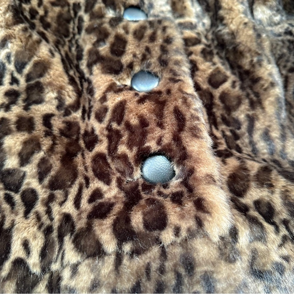 FREE PEOPLE faux fur leopard print hooded jacket coat, S. - Picture 10 of 12